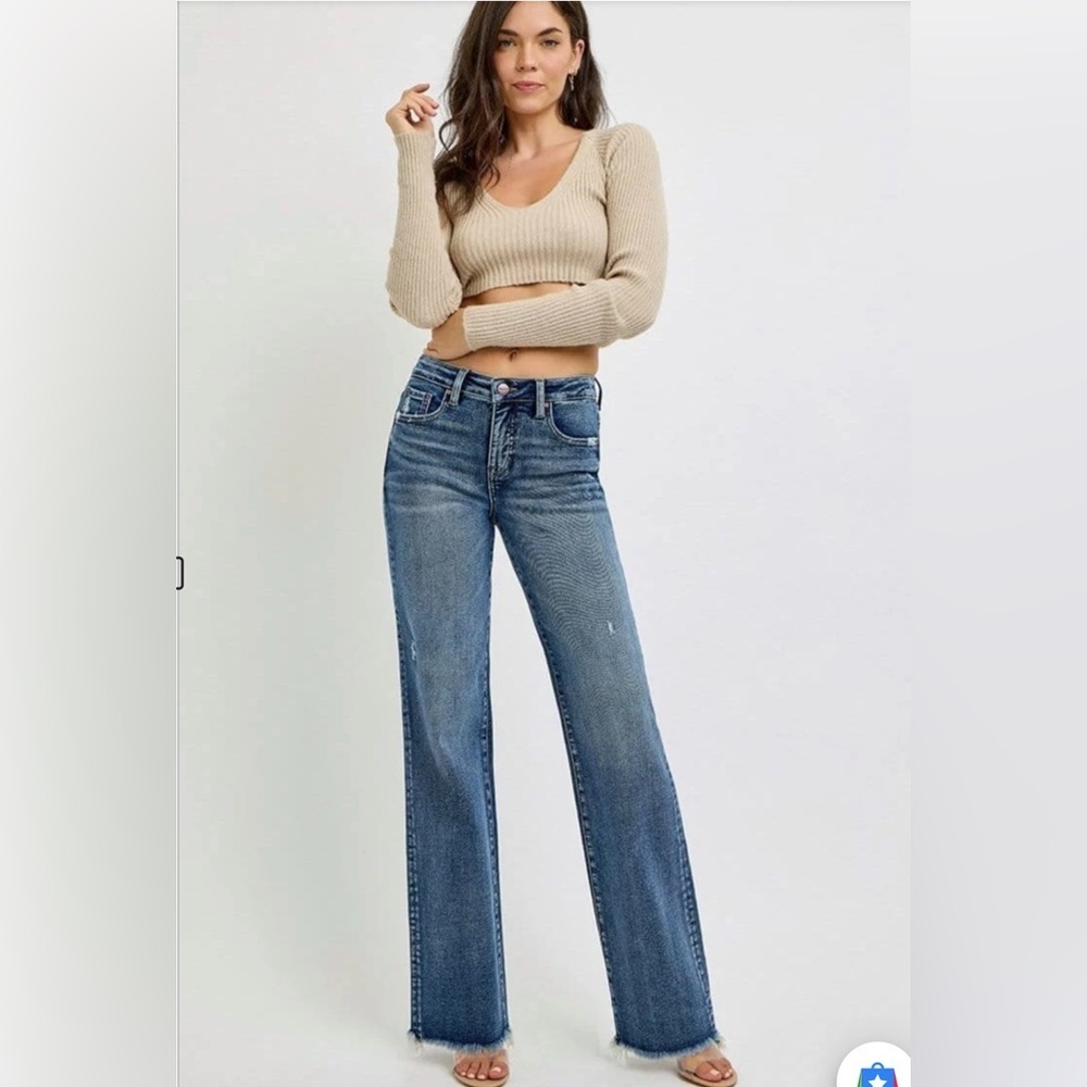 Risen Tummy Control High Rise Long Straight Leg Jeans